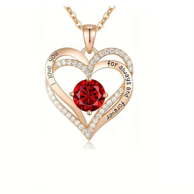 Luxury Red Zircon Pendant Necklaces with Rose Flower Gift Box for Girlfriend Women I Love You Gifts 2024 Trendy Wedding Jewelry