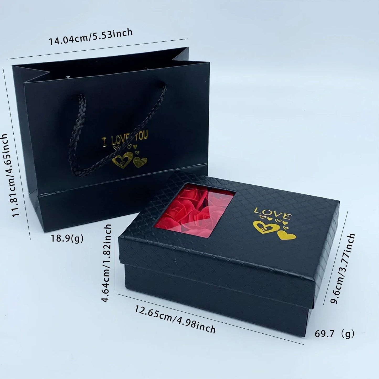 Valentine'S Day Window Opening Jewelry Box Heart Four-Leaf Clover Pendant Gift Packaging Box Bag Romantic 6 Rose Box